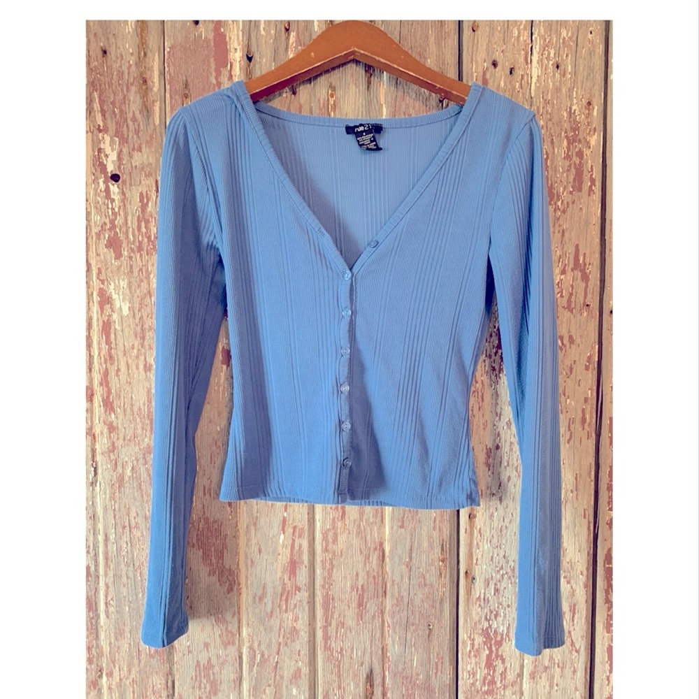 Periwinkle button up top